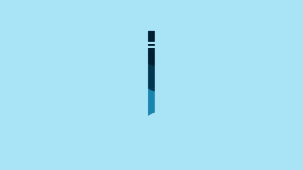 Блакитний Олівець Гумкою Лінійною Іконою Ізольованим Синьому Фоні Малюнки Освітні — стокове відео