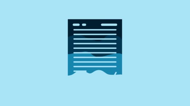 Blue Exam Sheet Check Mark Icon Isolated Blue Background Test — Vídeos de Stock