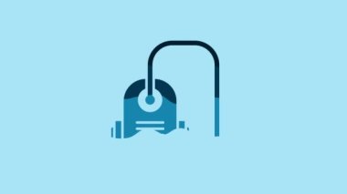 Blue Vacuum cleaner icon isolated on blue background. 4K Video motion graphic animation.