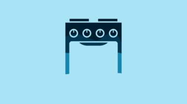 Blue Oven icon isolated on blue background. Stove gas oven sign. 4K Video motion graphic animation.