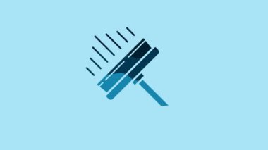 Blue Cleaning service with of rubber cleaner for windows icon isolated on blue background. Squeegee, scraper, wiper. 4K Video motion graphic animation.