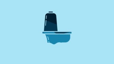 Blue Toilet bowl icon isolated on blue background. 4K Video motion graphic animation.