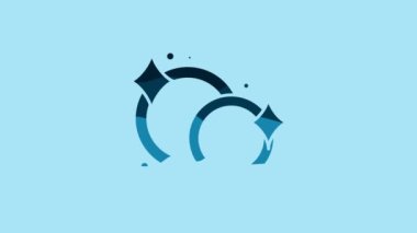 Blue Washing dishes icon isolated on blue background. Cleaning dishes icon. Dishwasher sign. Clean tableware sign. 4K Video motion graphic animation.