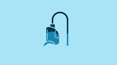 Blue Vacuum cleaner icon isolated on blue background. 4K Video motion graphic animation.