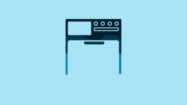Blue Washer icon isolated on blue background. Washing machine icon. Clothes washer - laundry machine. Home appliance symbol. 4K Video motion graphic animation.