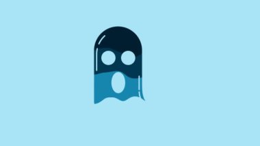 Blue Ghost icon isolated on blue background. Happy Halloween party. 4K Video motion graphic animation.