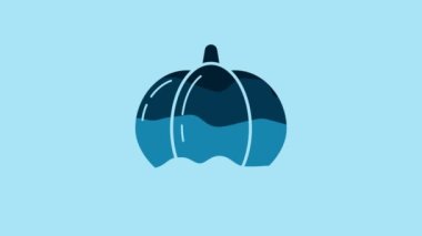 Blue Pumpkin icon isolated on blue background. Happy Halloween party. 4K Video motion graphic animation.