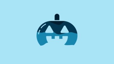 Blue Pumpkin icon isolated on blue background. Happy Halloween party. 4K Video motion graphic animation.