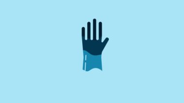 Blue Zombie hand icon isolated on blue background. Arm monster dead. Happy Halloween party. 4K Video motion graphic animation.