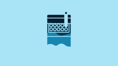 Blue Open cigarettes pack box icon isolated on blue background. Cigarettes pack. 4K Video motion graphic animation.