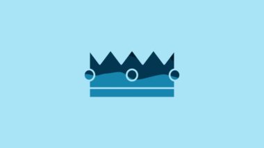 Blue Crown icon isolated on blue background. 4K Video motion graphic animation.