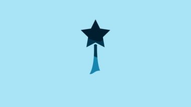 Blue Movie trophy icon isolated on blue background. Academy award icon. Films and cinema symbol. 4K Video motion graphic animation.