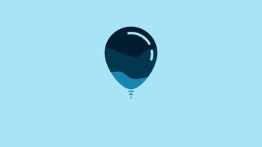 Blue Balloon with ribbon icon isolated on blue background. 4K Video motion graphic animation.