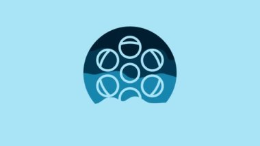 Blue Film reel icon isolated on blue background. 4K Video motion graphic animation.