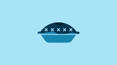 Blue Homemade pie icon isolated on blue background. 4K Video motion graphic animation.