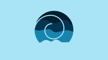 Blue Roll bun with cinnamon icon isolated on blue background. Bakery products. 4K Video motion graphic animation.