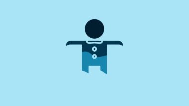 Blue Holiday gingerbread man cookie icon isolated on blue background. Cookie in shape of man with icing. 4K Video motion graphic animation.