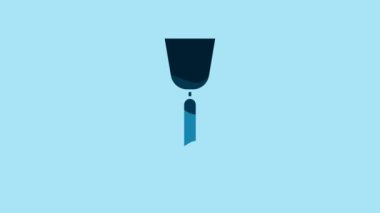 Blue Spatula icon isolated on blue background. Kitchen spatula icon. BBQ spatula sign. Barbecue and grill tool. 4K Video motion graphic animation.