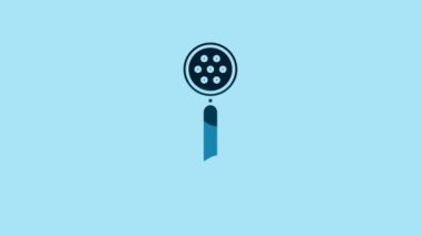 Blue Strainer spoon icon isolated on blue background. 4K Video motion graphic animation.