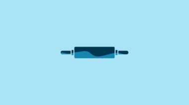 Blue Rolling pin icon isolated on blue background. 4K Video motion graphic animation.