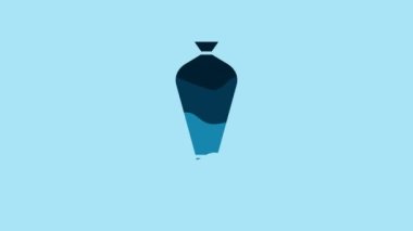 Blue Pastry bag for decorate cakes with cream icon isolated on blue background. Kitchenware and utensils. 4K Video motion graphic animation.