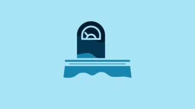 Blue Scales icon isolated on blue background. Weight measure equipment. 4K Video motion graphic animation.