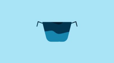Blue Cooking pot icon isolated on blue background. Boil or stew food symbol. 4K Video motion graphic animation.