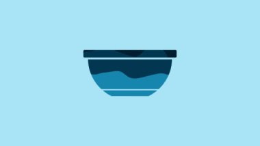 Blue Bowl icon isolated on blue background. 4K Video motion graphic animation.