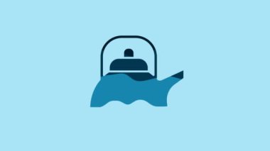 Blue Kettle with handle icon isolated on blue background. Teapot icon. 4K Video motion graphic animation.
