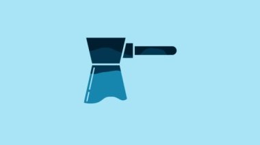 Blue Coffee turk icon isolated on blue background. 4K Video motion graphic animation.