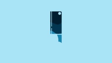 Blue Meat chopper icon isolated on blue background. Kitchen knife for meat. Butcher knife. 4K Video motion graphic animation.