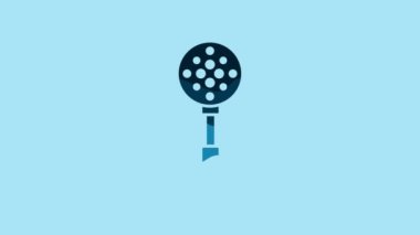 Blue Spatula icon isolated on blue background. Kitchen spatula icon. BBQ spatula sign. Barbecue and grill tool. 4K Video motion graphic animation.