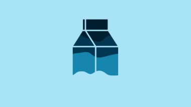 Blue Paper package for milk icon isolated on blue background. Milk packet sign. 4K Video motion graphic animation.