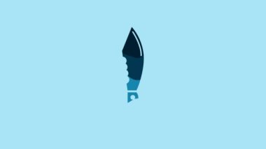 Blue Military knife icon isolated on blue background. 4K Video motion graphic animation.