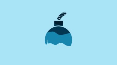 Blue Bomb ready to explode icon isolated on blue background. 4K Video motion graphic animation.