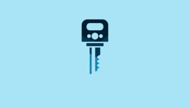 Blue Key icon isolated on blue background. 4K Video motion graphic animation.