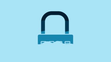 Blue Safe combination lock icon isolated on blue background. Combination padlock. Security, safety, protection, password, privacy. 4K Video motion graphic animation.