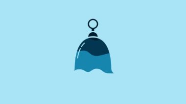 Blue Ringing bell icon isolated on blue background. Alarm symbol, service bell, handbell sign, notification symbol. 4K Video motion graphic animation.