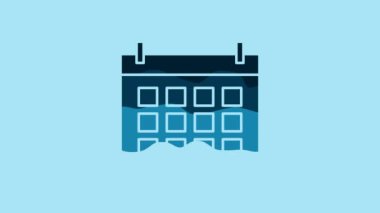 Blue Calendar icon isolated on blue background. Event reminder symbol. 4K Video motion graphic animation.