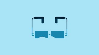 Blue Glasses icon isolated on blue background. Eyeglass frame symbol. 4K Video motion graphic animation.
