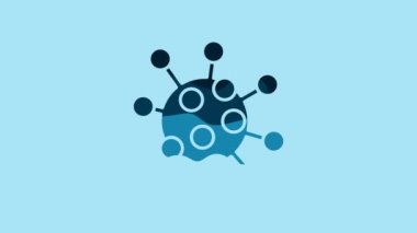 Blue Bacteria icon isolated on blue background. Bacteria and germs, microorganism disease causing, cell cancer, microbe, virus, fungi. 4K Video motion graphic animation.