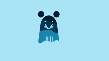 Blue Rat icon isolated on blue background. Mouse sign. 4K Video motion graphic animation.