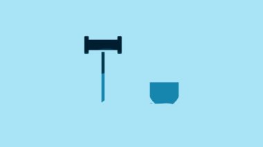 Blue Judge gavel with shield icon isolated on blue background. Insurance concept. Security, safety, protection, protect concept. 4K Video motion graphic animation.