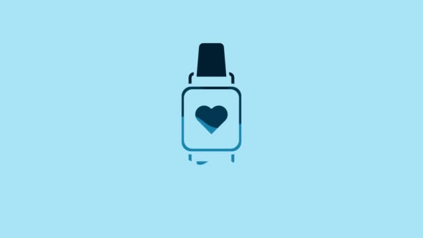 Blue Smart Watch Showing Heart Beat Rate Icon Isolated Blue — Vídeo de Stock