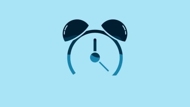 Blue Alarm Clock Icon Isolated Blue Background Wake Get Concept — Vídeo de Stock
