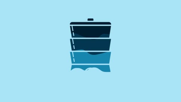 Blue Double Boiler Icon Isolated Blue Background Video Motion Graphic — Stok video
