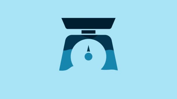 Blue Scales Icon Isolated Blue Background Weight Measure Equipment Video — Stok video
