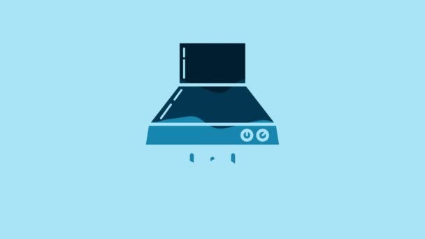 Blue Kitchen Extractor Fan Icon Isolated Blue Background Cooker Hood — Video Stock