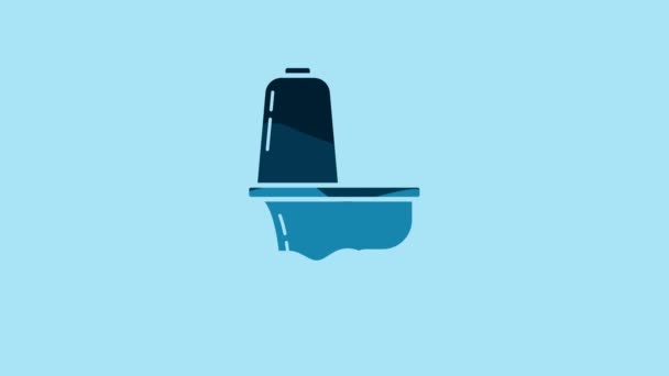 Ikon Mangkuk Toilet Biru Diisolasi Dengan Latar Belakang Biru Animasi — Stok Video