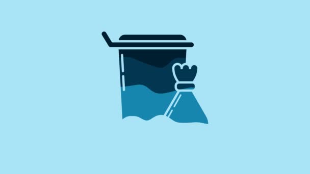 Blue Trash Can Icon Isolated Blue Background Garbage Bin Sign — Wideo stockowe